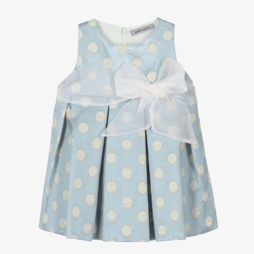 Mebi-Baby Girls Blue Jacquard Dress | Childrensalon Outlet