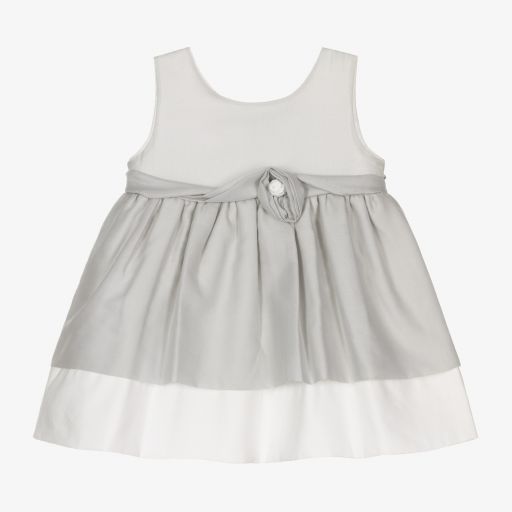 Mebi-Baby Girls Grey Cotton Dress | Childrensalon Outlet