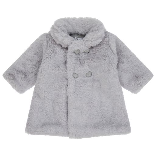 Mebi-Baby Girls Grey Faux Fur Coat | Childrensalon Outlet
