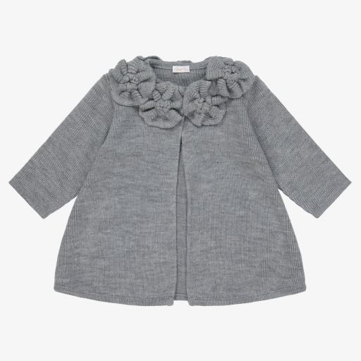 Mebi-Baby Girls Grey Knit Coat | Childrensalon Outlet