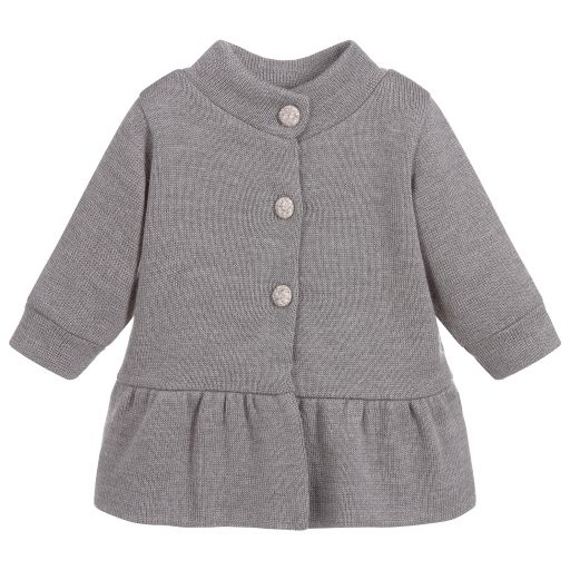 Mebi-Baby Girls Grey Wool Pram Coat | Childrensalon Outlet