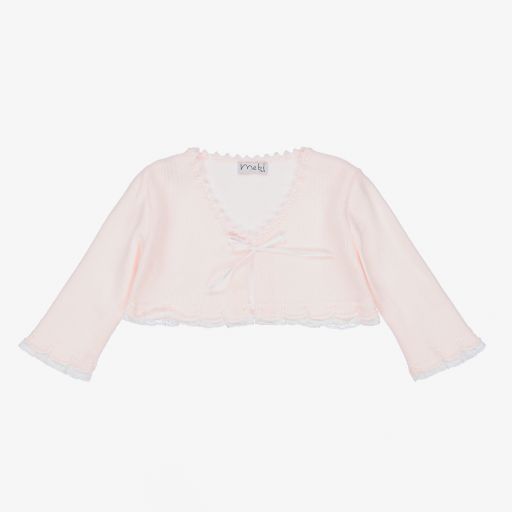 Mebi-Baby Girls Pink Bolero Cardigan | Childrensalon Outlet