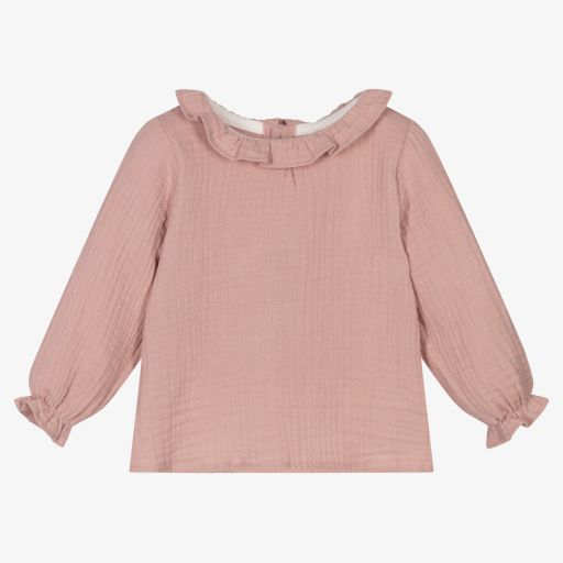 Mebi-Baby Girls Pink Cotton Blouse | Childrensalon Outlet