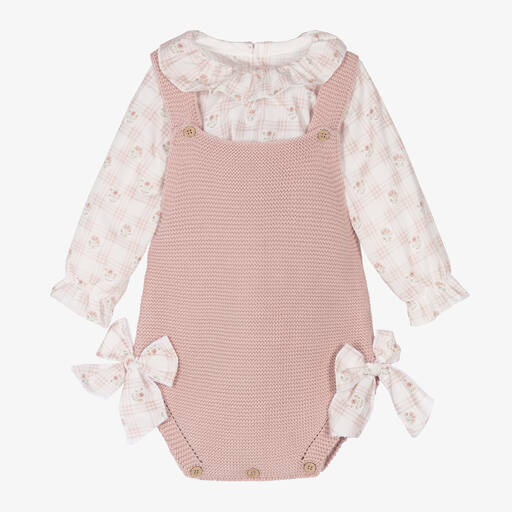 Mebi-Baby Girls Pink Knit Shortie Set | Childrensalon Outlet