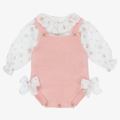 Mebi-Baby Girls Pink Knit Shortie Set | Childrensalon Outlet