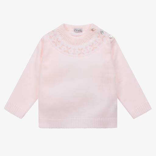 Mebi-Baby Girls Pink Knitted Sweater | Childrensalon Outlet