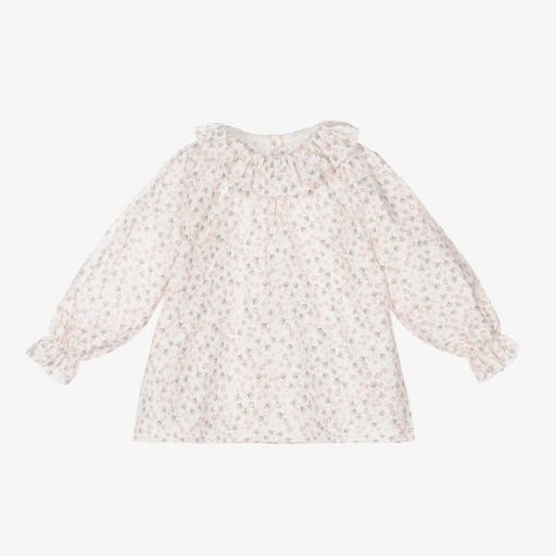 Mebi-Baby Girls White Floral Blouse | Childrensalon Outlet