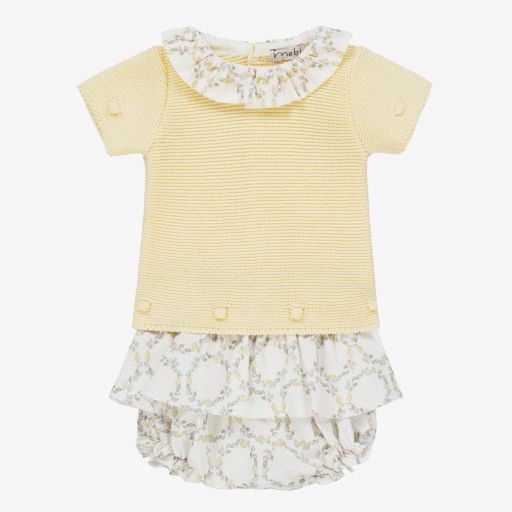 Mebi-Baby Yellow Cotton Shorts Set | Childrensalon Outlet