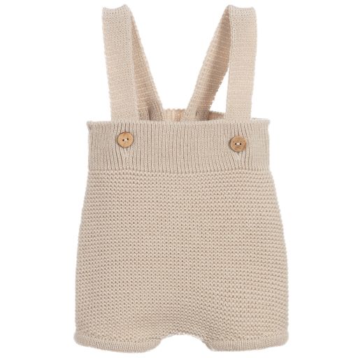 Mebi-Beige Knitted Baby Dungarees | Childrensalon Outlet