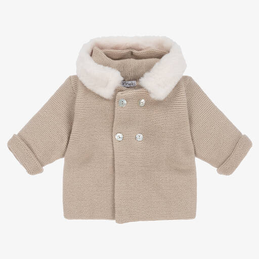 Mebi-Beige Knitted Baby Jacket | Childrensalon Outlet