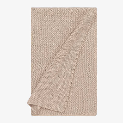 Mebi-Beige Knitted Cotton Baby Blanket (90cm) | Childrensalon Outlet