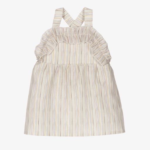 Mebi-Бежевый льняной сарафан | Childrensalon Outlet