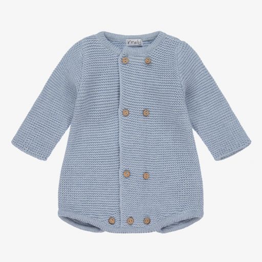 Mebi-Blue Cotton Knit Baby Shortie | Childrensalon Outlet