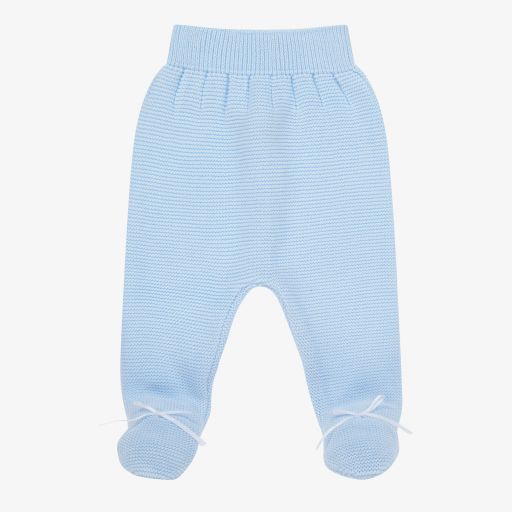 Mebi-Blue Cotton Knit Baby Trousers | Childrensalon Outlet