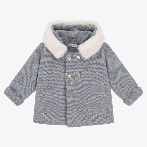 Mebi-Blue Knitted Baby Jacket | Childrensalon Outlet