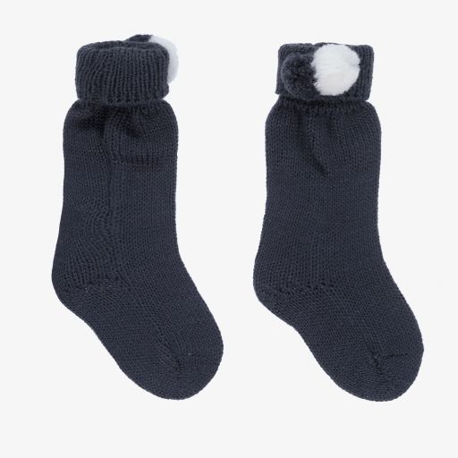 Mebi-Blue Knitted Baby Socks | Childrensalon Outlet