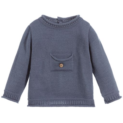 Mebi-Blue Knitted Baby Sweater | Childrensalon Outlet