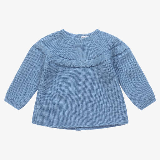 Mebi-Blue Knitted Baby Sweater | Childrensalon Outlet