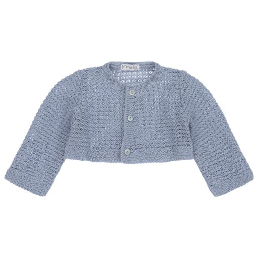 Mebi-Blue Knitted Cotton Cardigan | Childrensalon Outlet