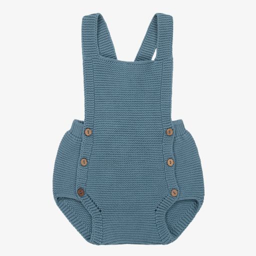 Mebi-Blue Knitted Dungaree Shorts | Childrensalon Outlet