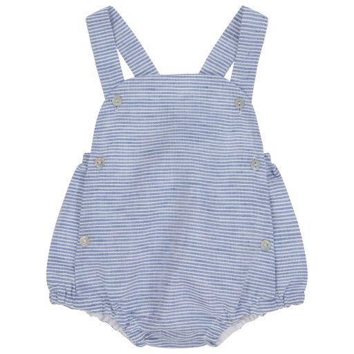 Mebi-Blue Striped Dungaree Shorts | Childrensalon Outlet