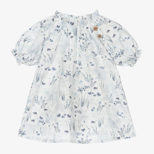 Mebi-Blue & White Cotton Blouse | Childrensalon Outlet