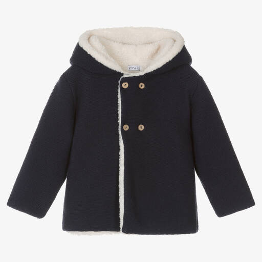 Mebi-Boys Blue Hooded Knit Jacket | Childrensalon Outlet