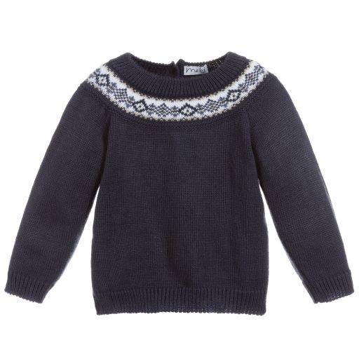 Mebi-Boys Blue Knitted Sweater | Childrensalon Outlet