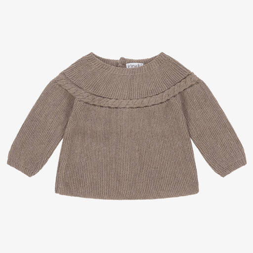 Mebi-Brown Knitted Baby Sweater | Childrensalon Outlet