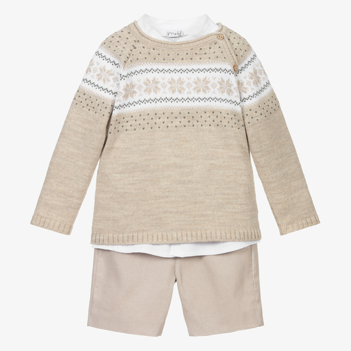 Mebi-Fair Isle Sweater & Shorts Set | Childrensalon Outlet