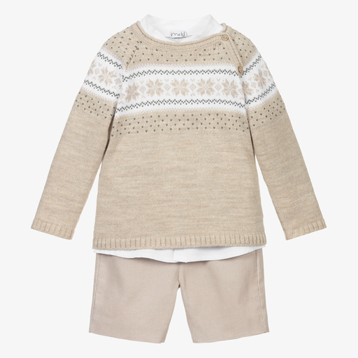 Mebi-Fair-Isle-Pullover & Shorts im Set | Childrensalon Outlet