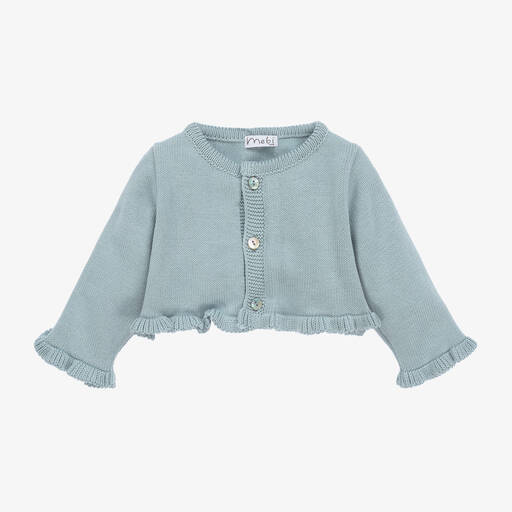 Mebi-Girls Blue Cotton Knit Cardigan | Childrensalon Outlet