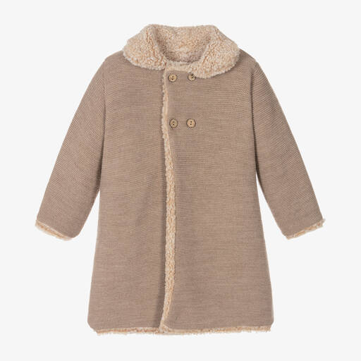 Mebi-Girls Brown Knitted Coat | Childrensalon Outlet