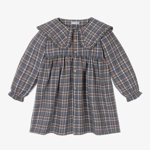 Mebi-Girls Grey Checked Dress | Childrensalon Outlet