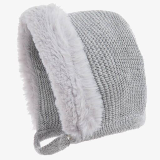 Mebi-Girls Grey Knitted Bonnet  | Childrensalon Outlet
