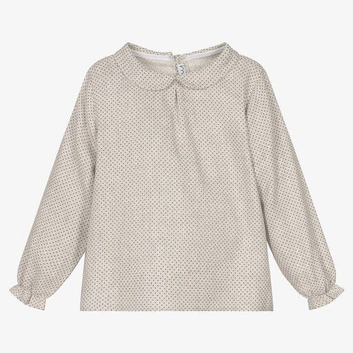 Mebi-Girls Grey Polka Dot Blouse | Childrensalon Outlet