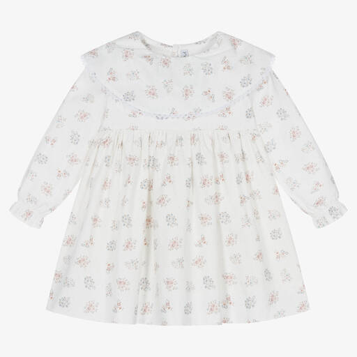 Mebi-Кремовое хлопковое платье в цветочек | Childrensalon Outlet