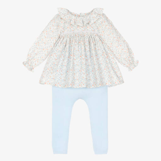 Mebi-طقم ليقنز بطبعة ورود لون أزرق للبنات | Childrensalon Outlet