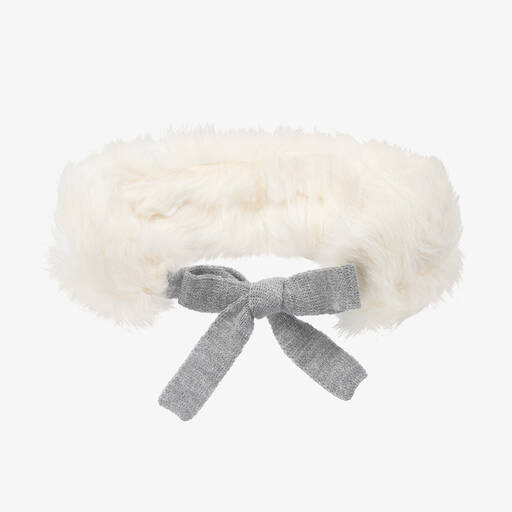 Mebi-Girls Ivory & Grey Fur Collar (97cm) | Childrensalon Outlet
