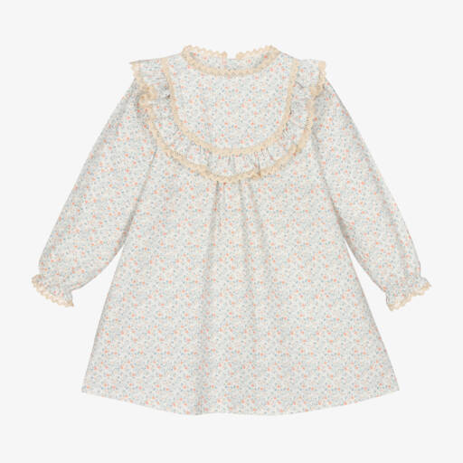 Mebi-Girls Ivory Lace Trim Dress | Childrensalon Outlet