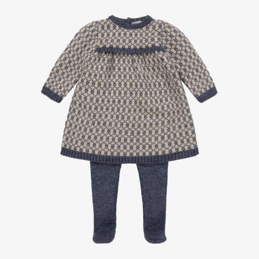 Mebi-طقم فستان  محبوك لون أزرق | Childrensalon Outlet