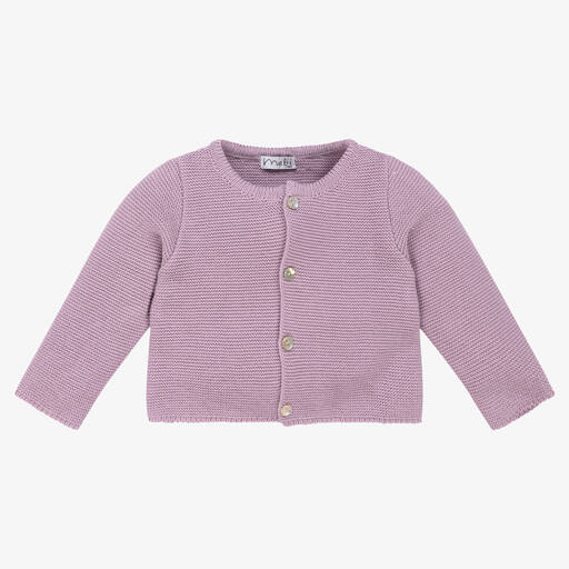 Mebi-Girls Lilac Purple Knitted Cotton Cardigan | Childrensalon Outlet