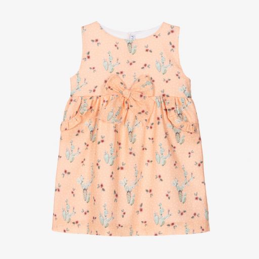 Mebi-Girls Peach Linen Blend Dress | Childrensalon Outlet