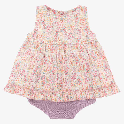 Mebi-Girls Pink Cotton Floral Dress | Childrensalon Outlet