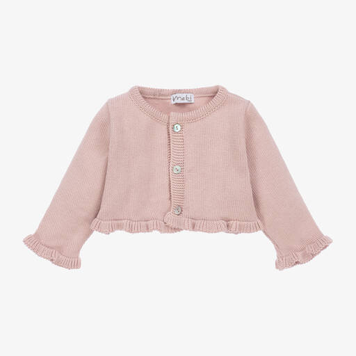 Mebi-Girls Pink Cotton Knit Cardigan | Childrensalon Outlet