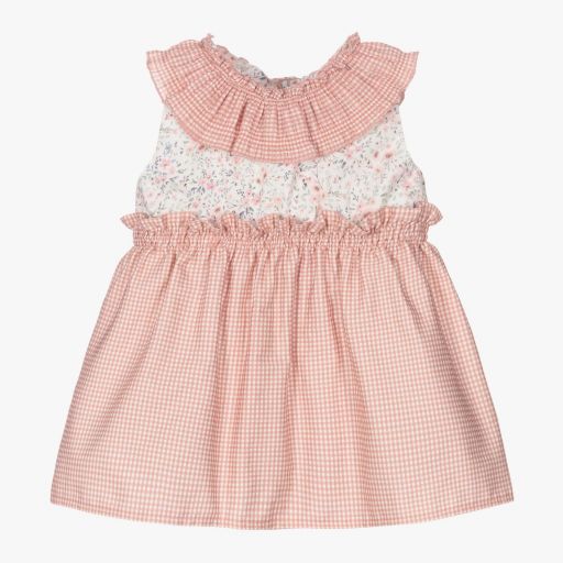 Mebi-Girls Pink Floral Cotton Dress | Childrensalon Outlet