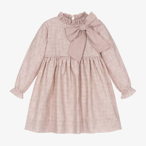 Mebi-Girls Pink Gingham Bow Dress | Childrensalon Outlet