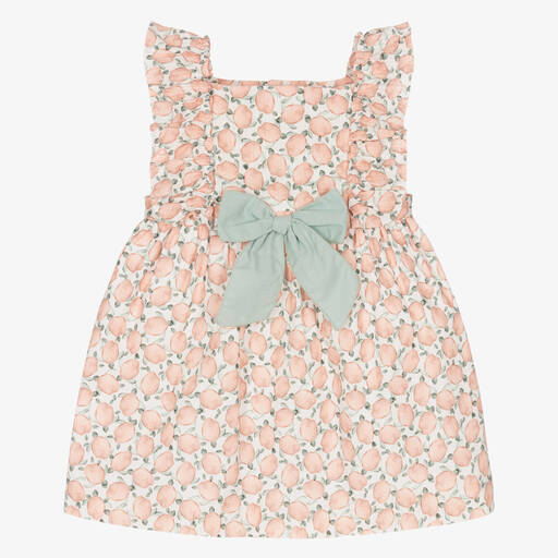 Mebi-Girls Pink & Green Cotton Dress | Childrensalon Outlet