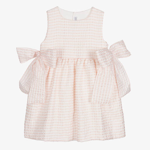 Mebi-Кремово-розовое платье в мелкую клетку | Childrensalon Outlet