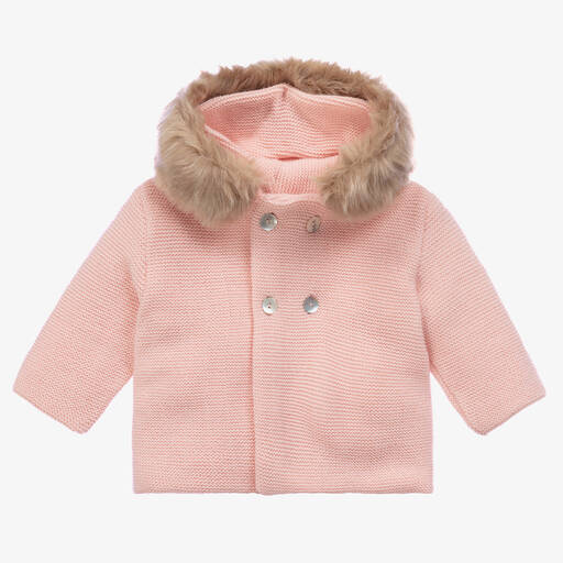 Mebi-Girls Pink Knitted Pram Coat | Childrensalon Outlet